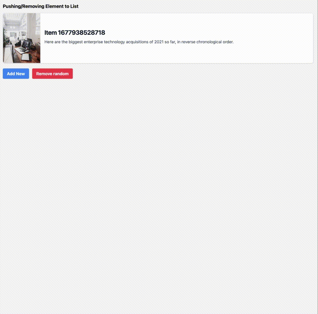 adding removing item with animation