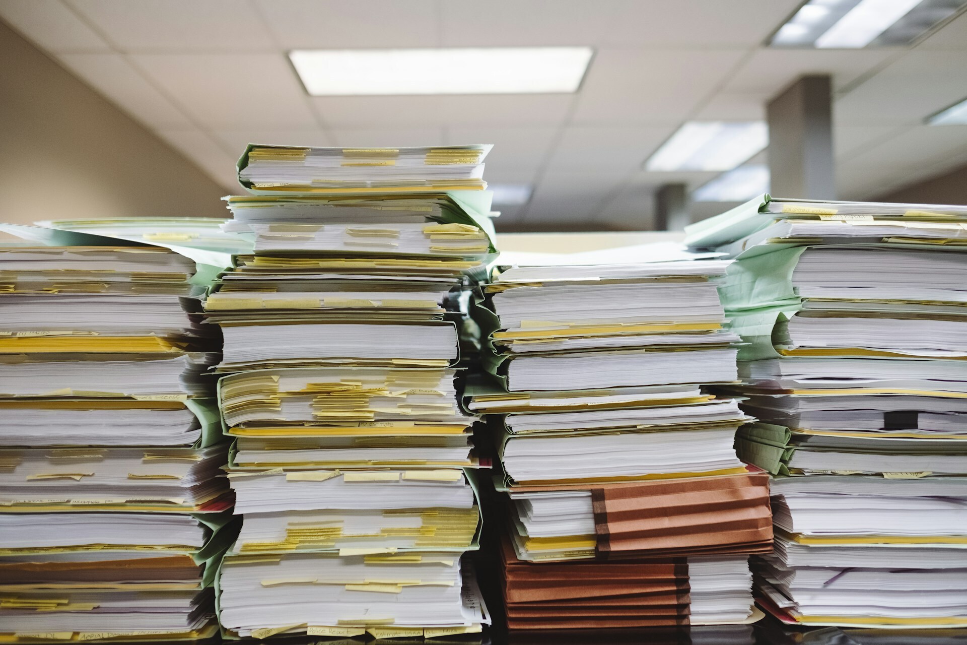 some documents on the table