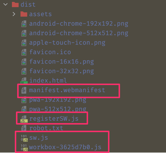 build icindeki pwa dosyalari